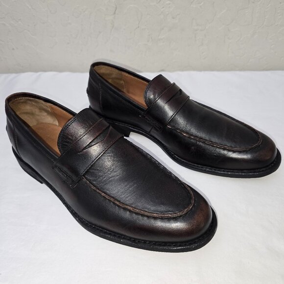 Frye Tyler Men\'s Burnished Black Leather Penny Loafers FR40433 Size 9.5 D main image 9